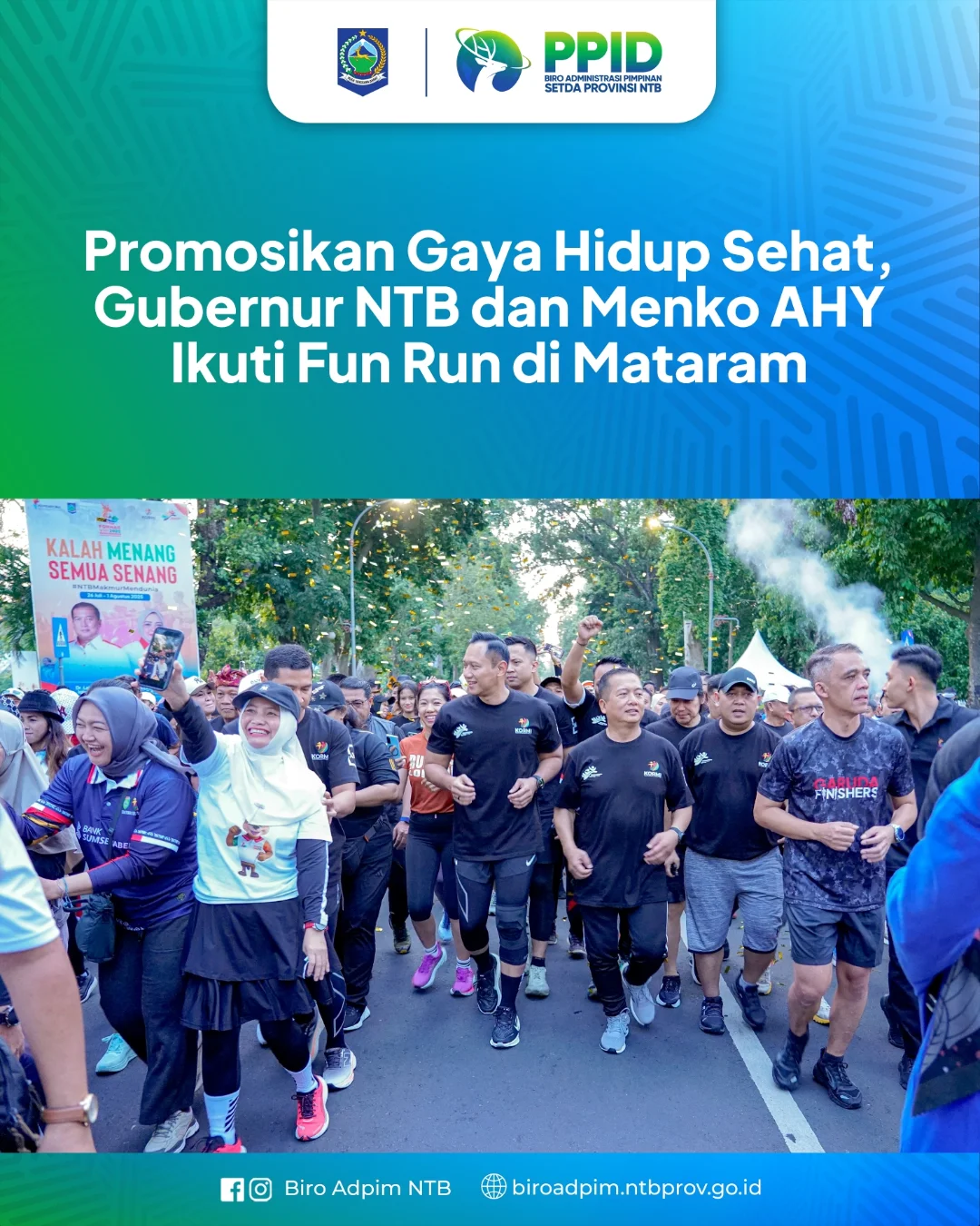 Promosikan Gaya Hidup Sehat, Gubernur NTB dan Menko AHY Ikuti Fun Run di Mataram