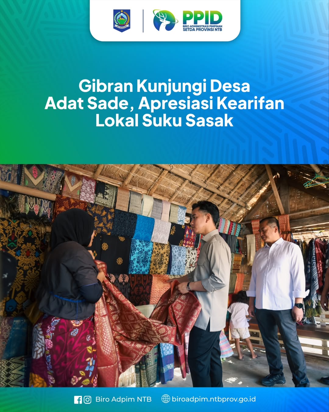 Gibran Kunjungi Desa Adat Sade, Apresiasi Kearifan Lokal Suku Sasak