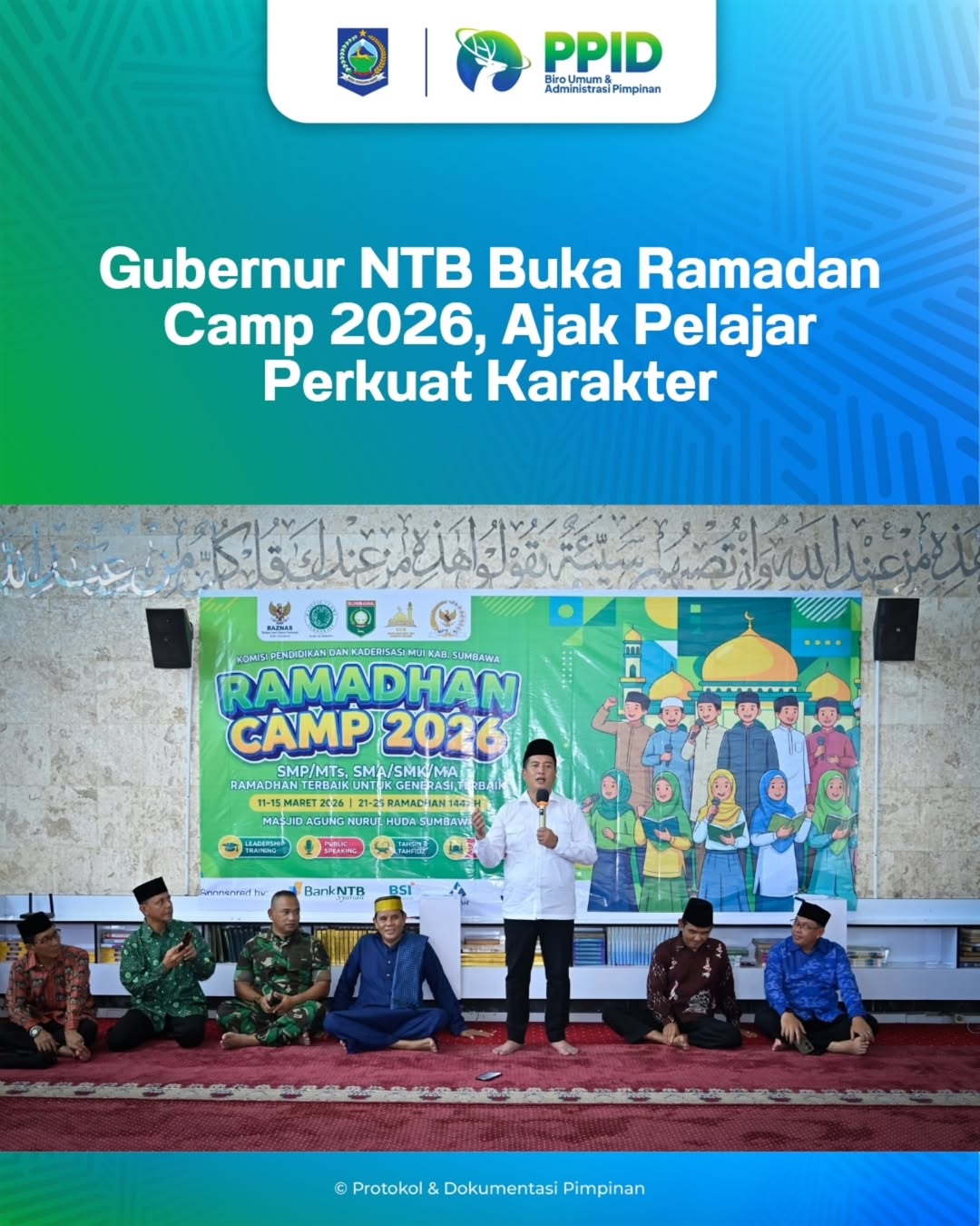 Gubernur NTB Buka Ramadan Camp 2026, Ajak Pelajar Perkuat Karakter