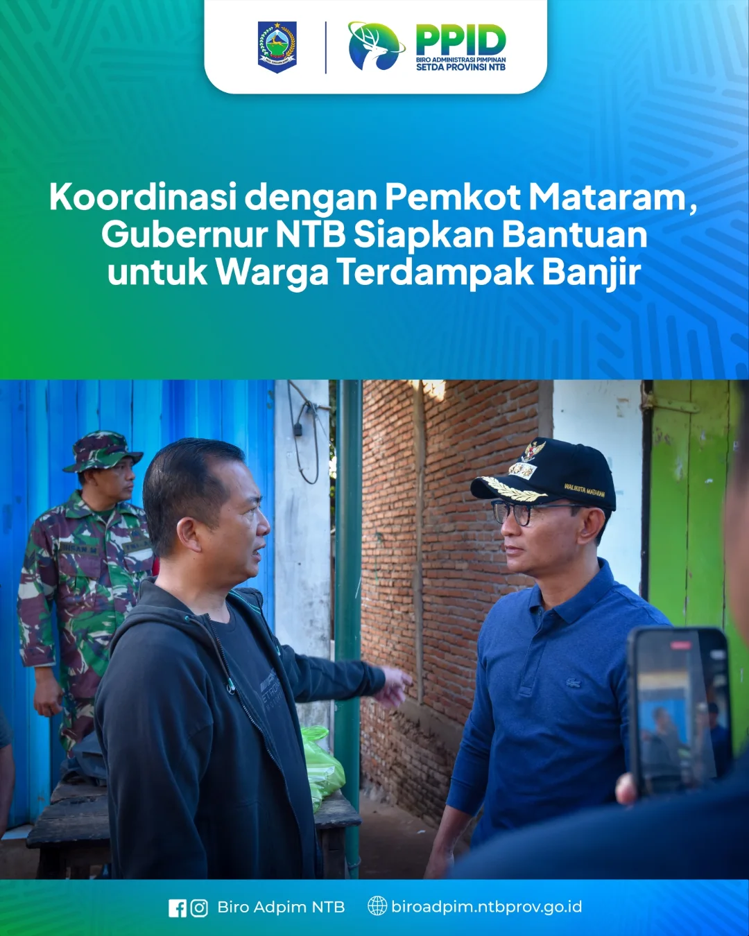 Koordinasi dengan Pemkop Mataram, Gubernur NTB Siapkan Bantuan untuk Warga Terdampak Banjir