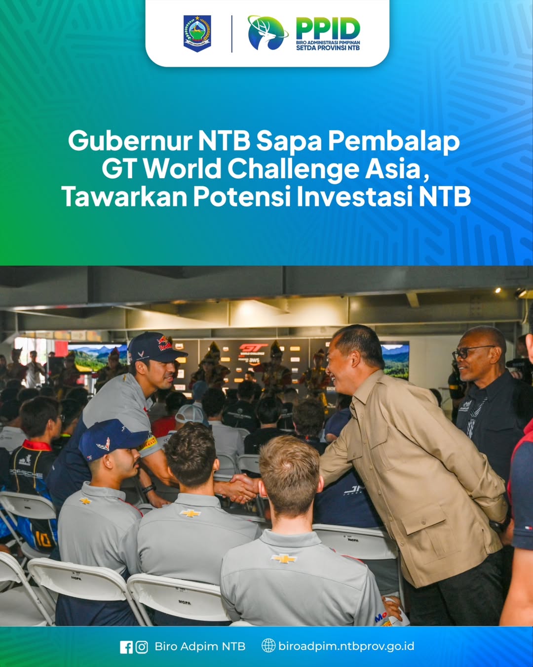 Gubernur NTB Sapa Pembalap GT World Challenge Asia, Tawarkan Potensi Investasi NTB