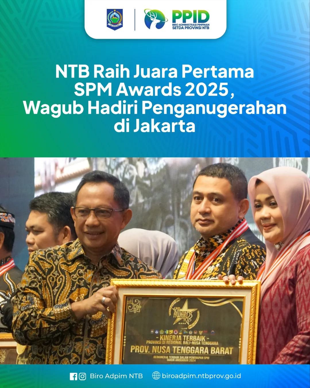 NTB Raih Juara Permata SPM Awards 2025, Wagub Hadiri Penganugrahan di Jakarta