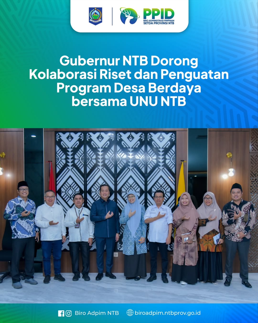 Gubernur NTB Dorong Kolaborasi RIset dan Penguatan Program Desa Berdaya Bersama UNU NTB