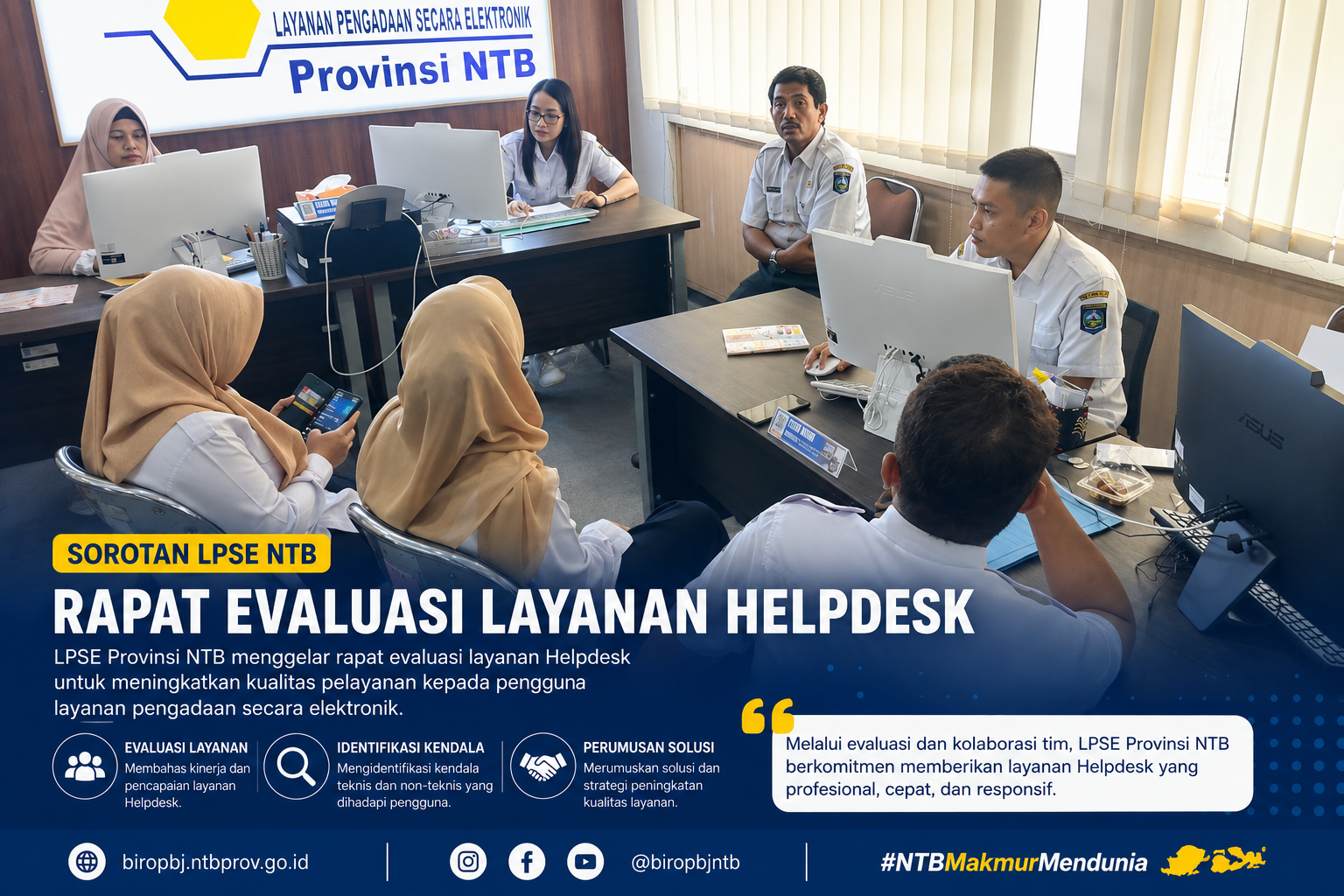 LPSE Provinsi NTB Gelar Rapat Evaluasi Layanan Helpdesk