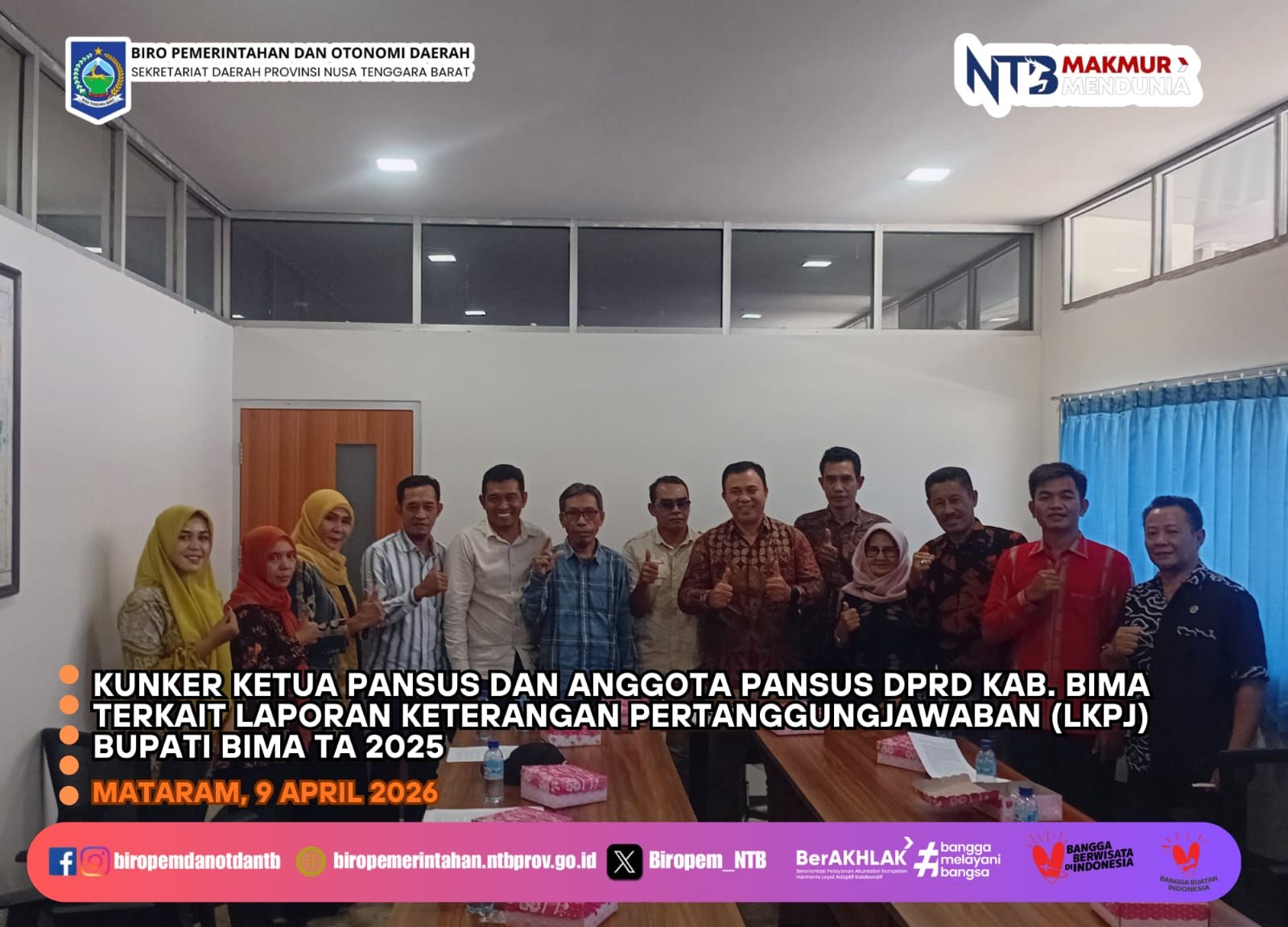 DPRD Kabupaten Bima Kunjungi Biro Pemerintahan dan Otda terkait LKPJ