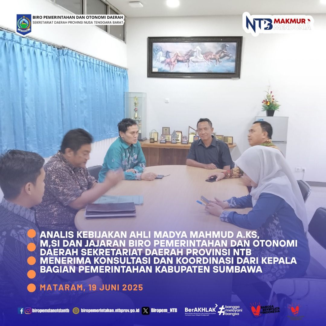 Kabupaten Sumbawa Melakukan Konsultasi ke Biro Pemerintahan dan Otda