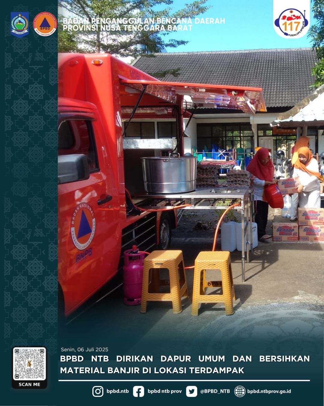 BPBD NTB Dirikan Dapur Umum dan Bersihkan Material Banjir di Lokasi Terdampak