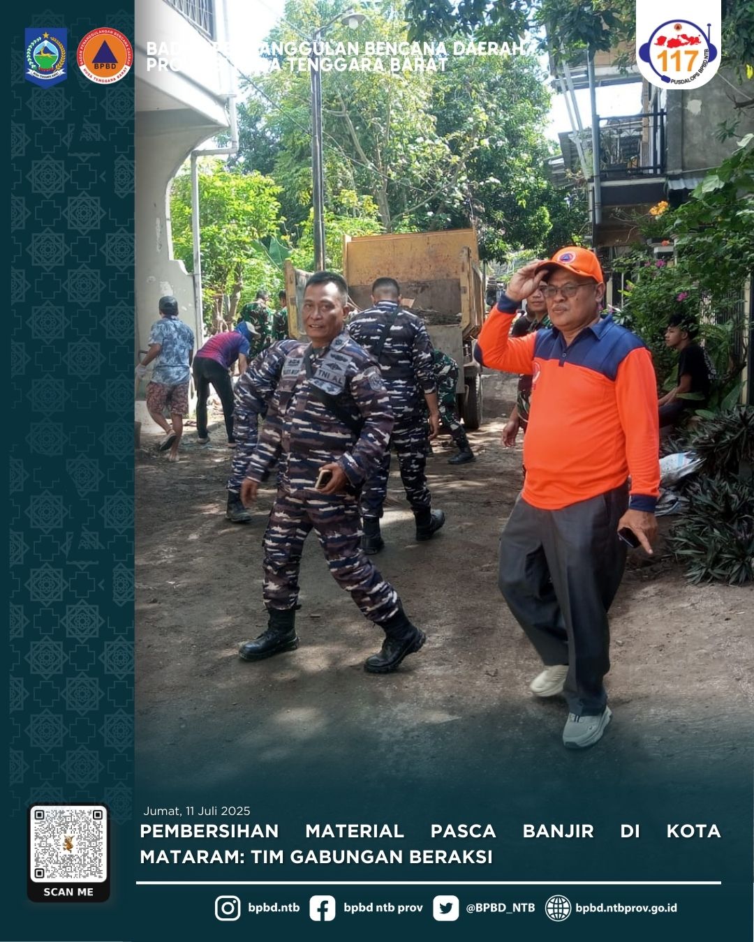 Pembersihan Material Pasca Banjir di Kota Mataram: Tim Gabungan Beraksi