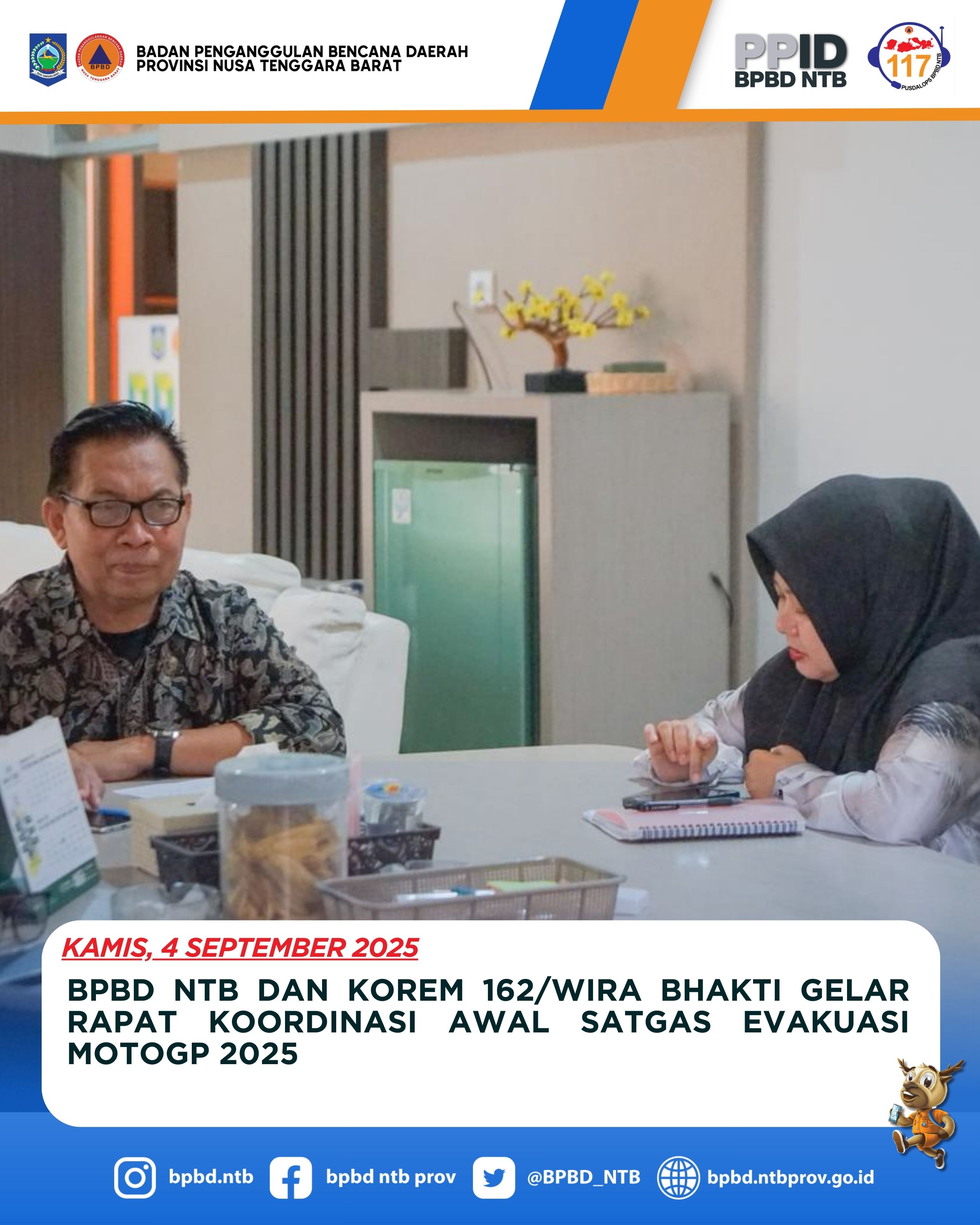 BPBD NTB Gelar Rapat Koordinasi Awal Satgas Evakuasi MotoGP 2025