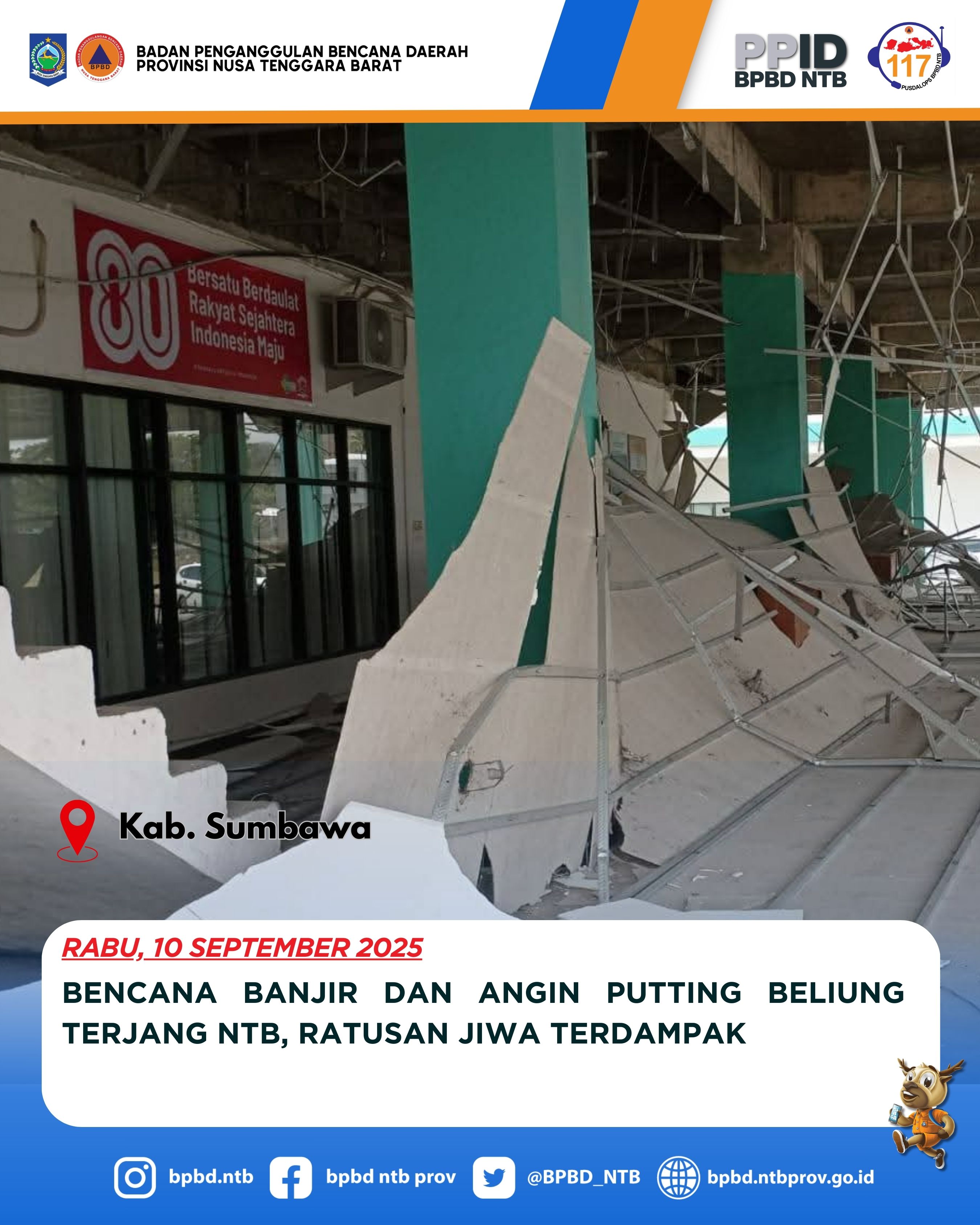 Bencana Banjir dan Angin Putting Beliung Terjang NTB, Ratusan Jiwa Terdampak