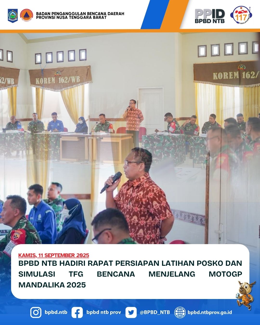 BPBD NTB Hadiri Rapat Persiapan Latihan Posko dan Simulasi TFG Bencana Menjelang MotoGP Mandalika 2025