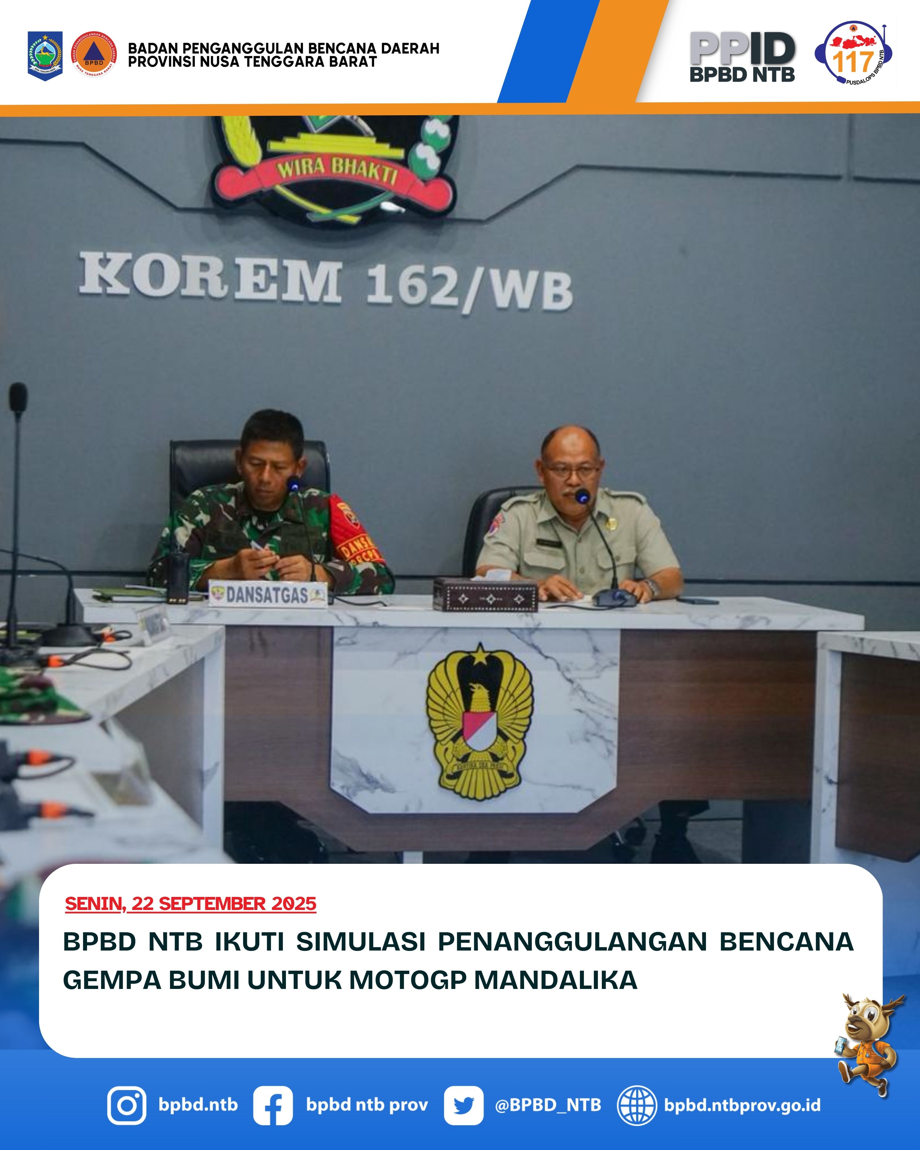 BPBD NTB Ikuti Simulasi Penanggulangan Bencana Gempa Bumi untuk MotoGP Mandalika