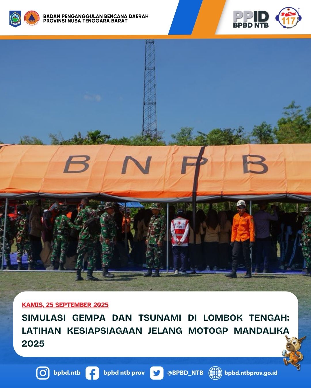 Simulasi Gempa dan Tsunami di Lombok Tengah: Latihan Kesiapsiagaan Jelang MotoGP Mandalika 2025