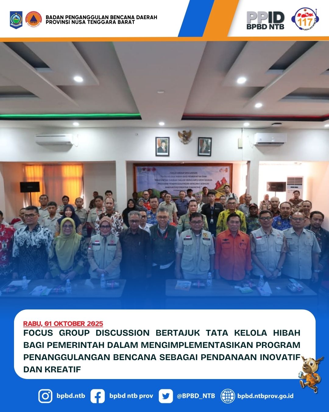 Focus Group Discussion bertajuk Tata  Kelola Hibah bagi Pemerintah dalam Mengimplementasikan Program Penanggulangan  Bencana  sebagai Pendanaan Inovatif