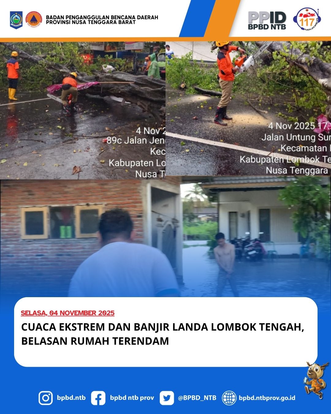 Cuaca Ekstrem dan Banjir Landa Lombok Tengah, Belasan Rumah Terendam