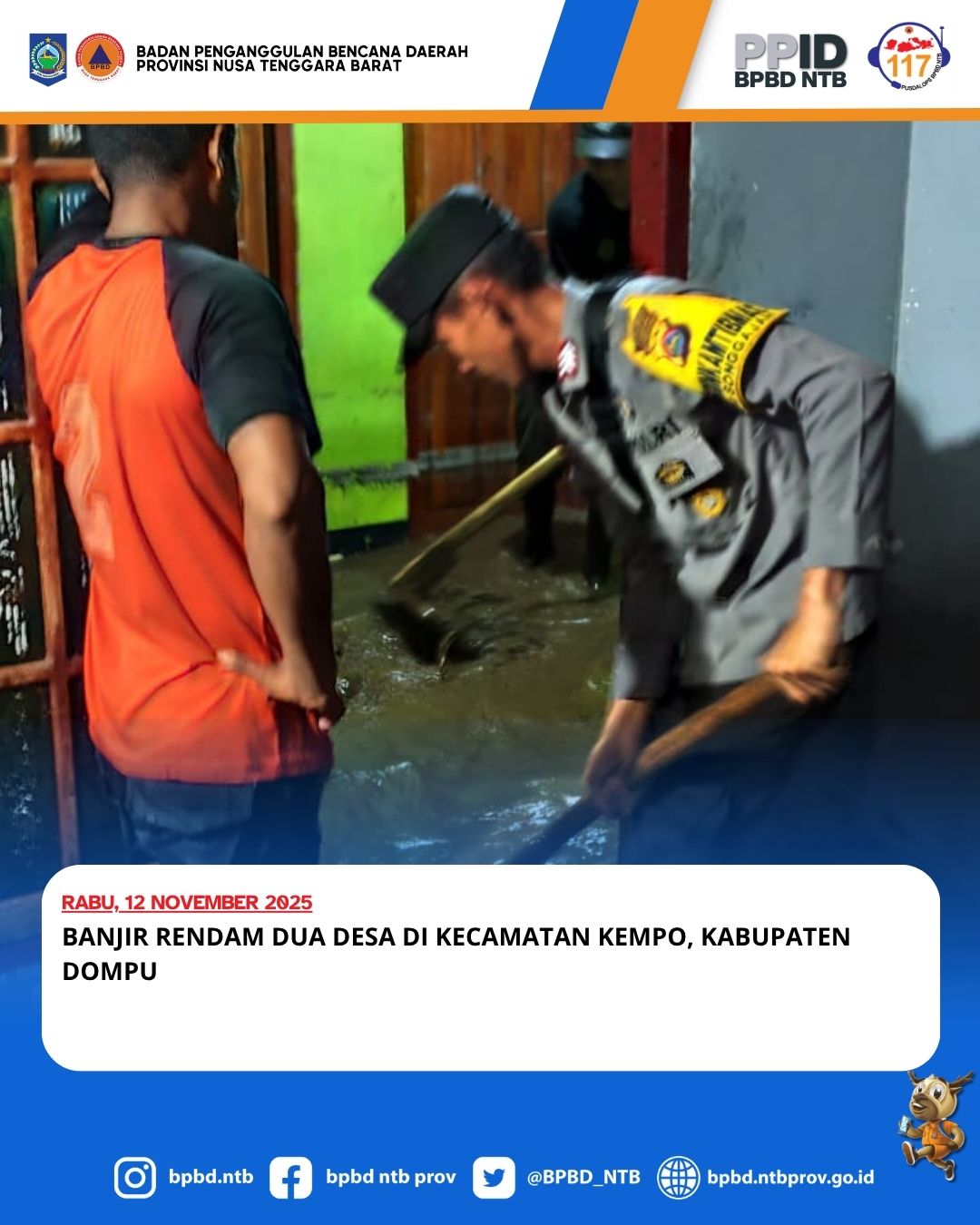 Banjir Rendam Dua Desa di Kecamatan Kempo, Kabupaten Dompu