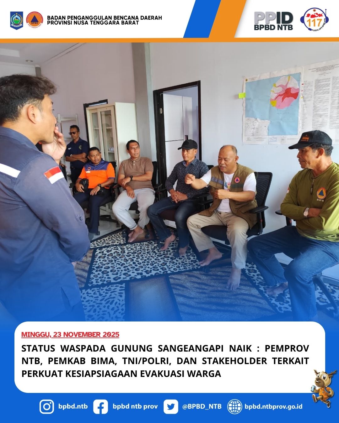 Status Waspada Gunung Sangeangapi Naik : Pemprov NTB, Pemkab Bima, TNI/Polri, dan Stakeholder terkait Perkuat Kesiapsiagaan Evakuasi Warga