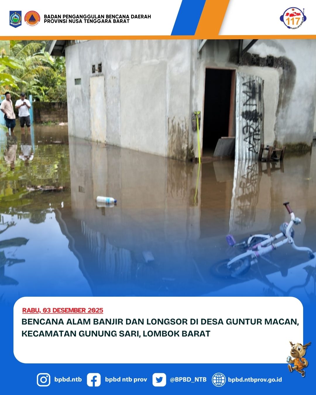 Bencana Alam Banjir dan Longsor di Desa Guntur Macan, Kecamatan Gunung Sari, Lombok Barat