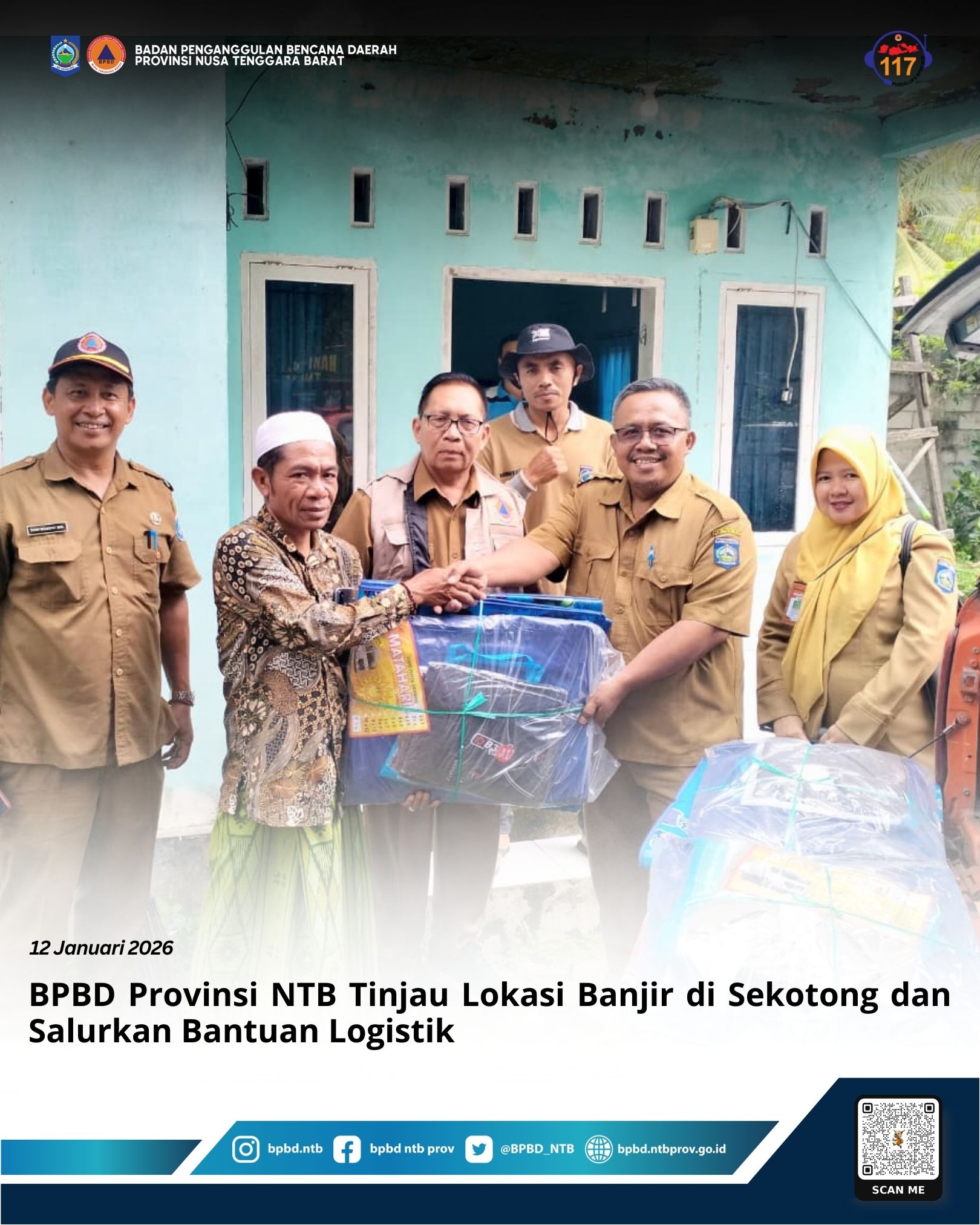 BPBD Provinsi NTB Tinjau Lokasi Banjir di Sekotong dan Salurkan Bantuan Logistik