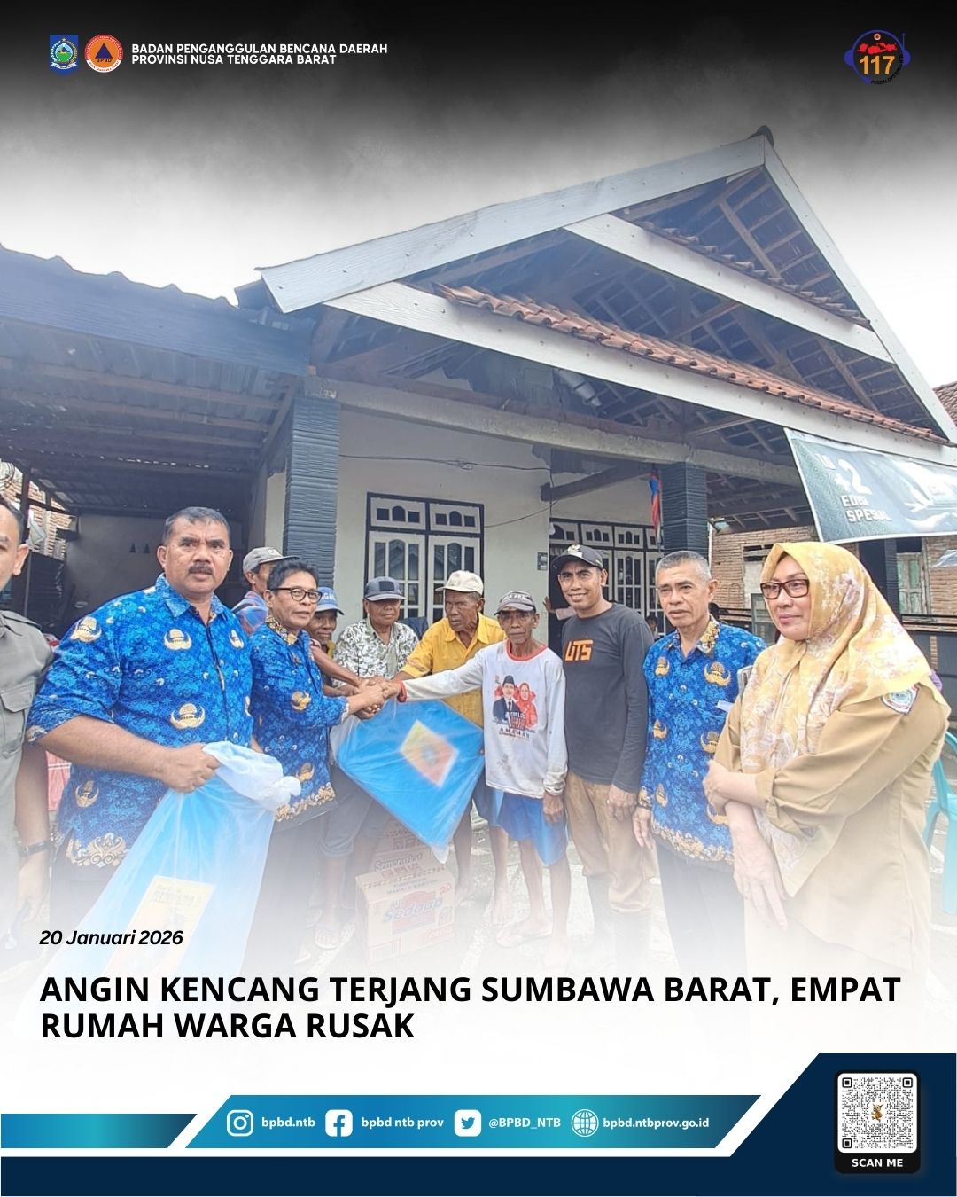 Angin Kencang Terjang Sumbawa Barat, Empat Rumah Warga Rusak