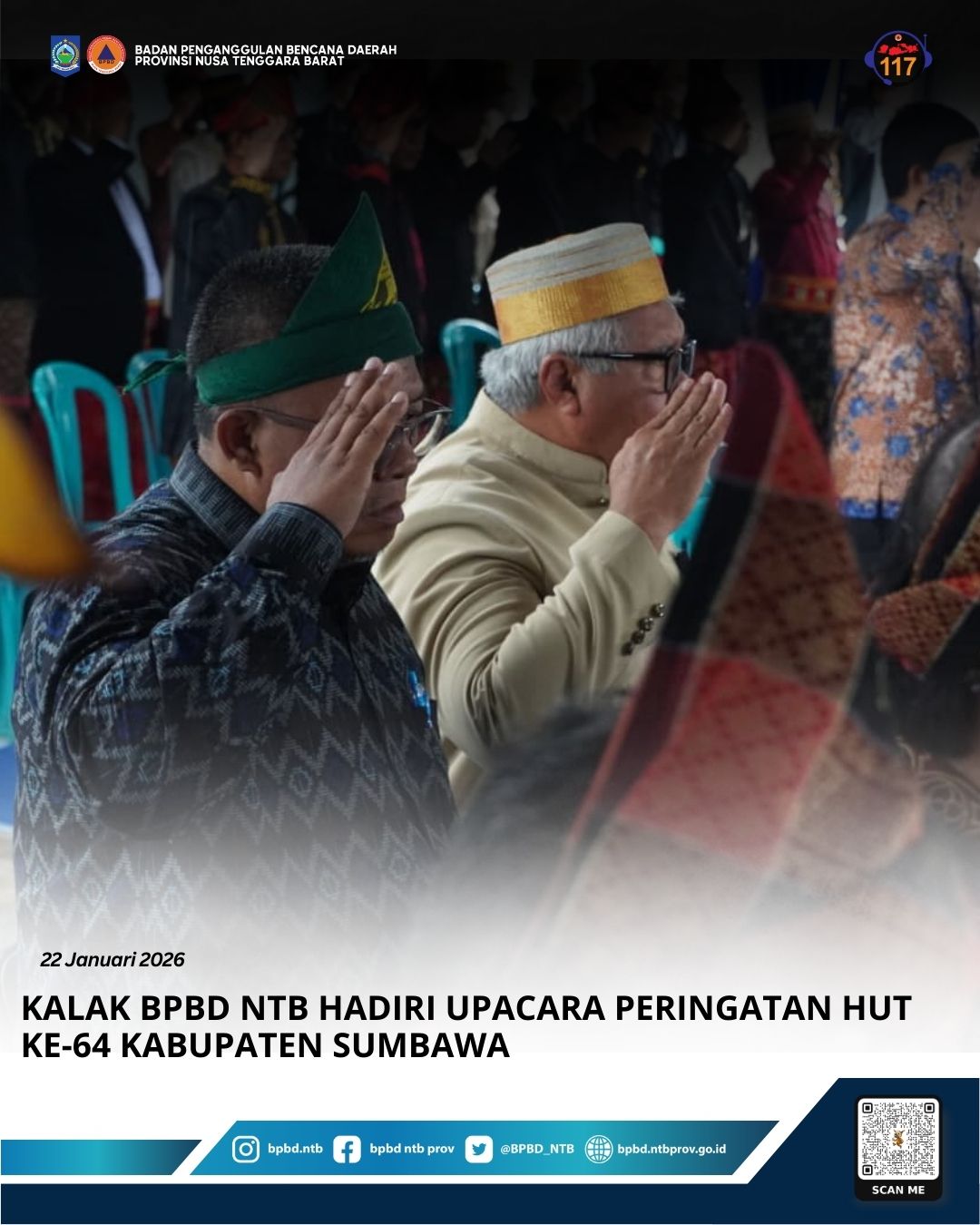 Kalak BPBD NTB Hadiri Upacara Peringatan HUT ke-64 Kabupaten Sumbawa