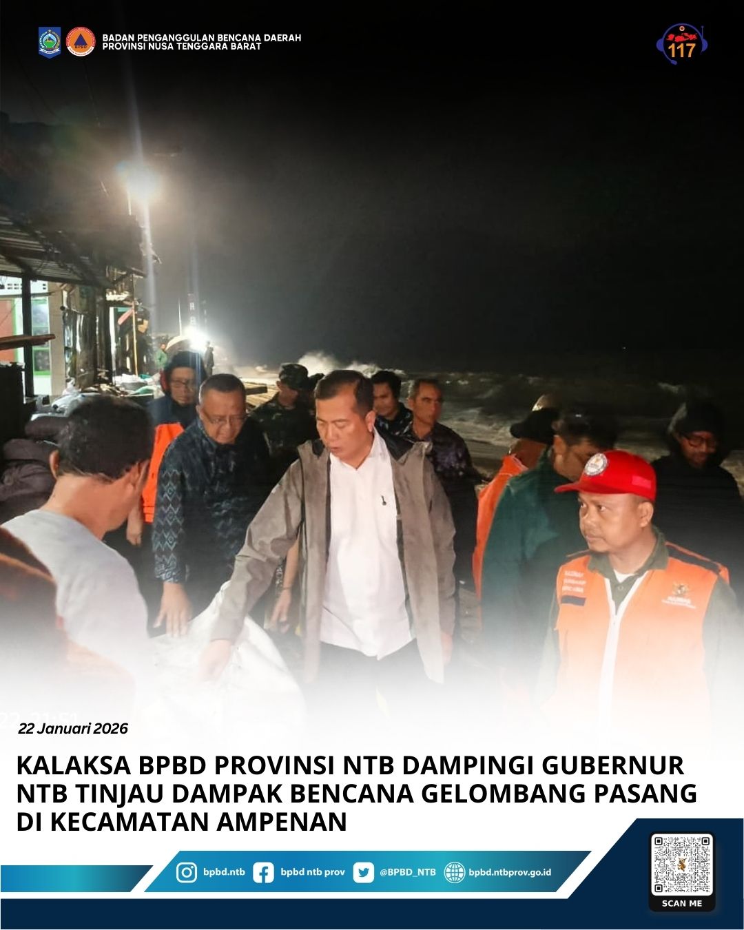 Kalaksa BPBD Provinsi NTB Dampingi Gubernur NTB Tinjau dampak bencana Gelombang Pasang di Kecamatan Ampenan