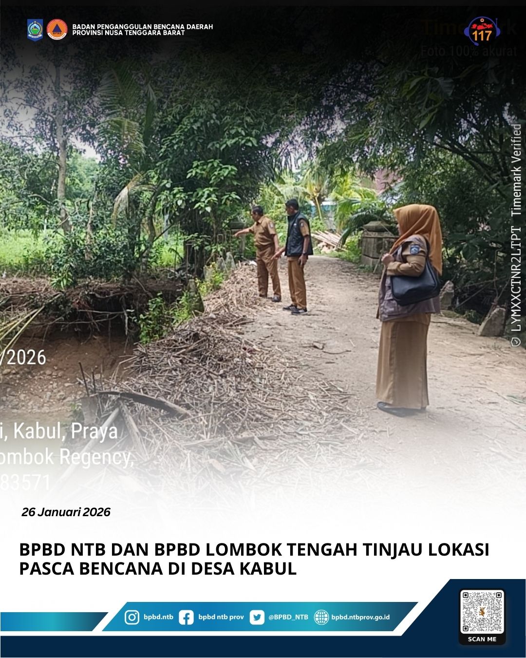 BPBD NTB dan BPBD Lombok Tengah Tinjau Lokasi Pasca Bencana di Desa Kabul