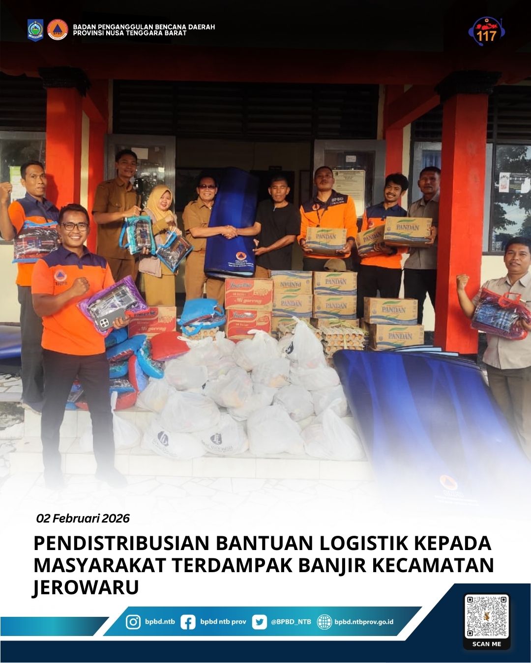 Pendistribusian Bantuan Logistik Kepada Masyarakat Terdampak Banjir Kecamatan Jerowaru