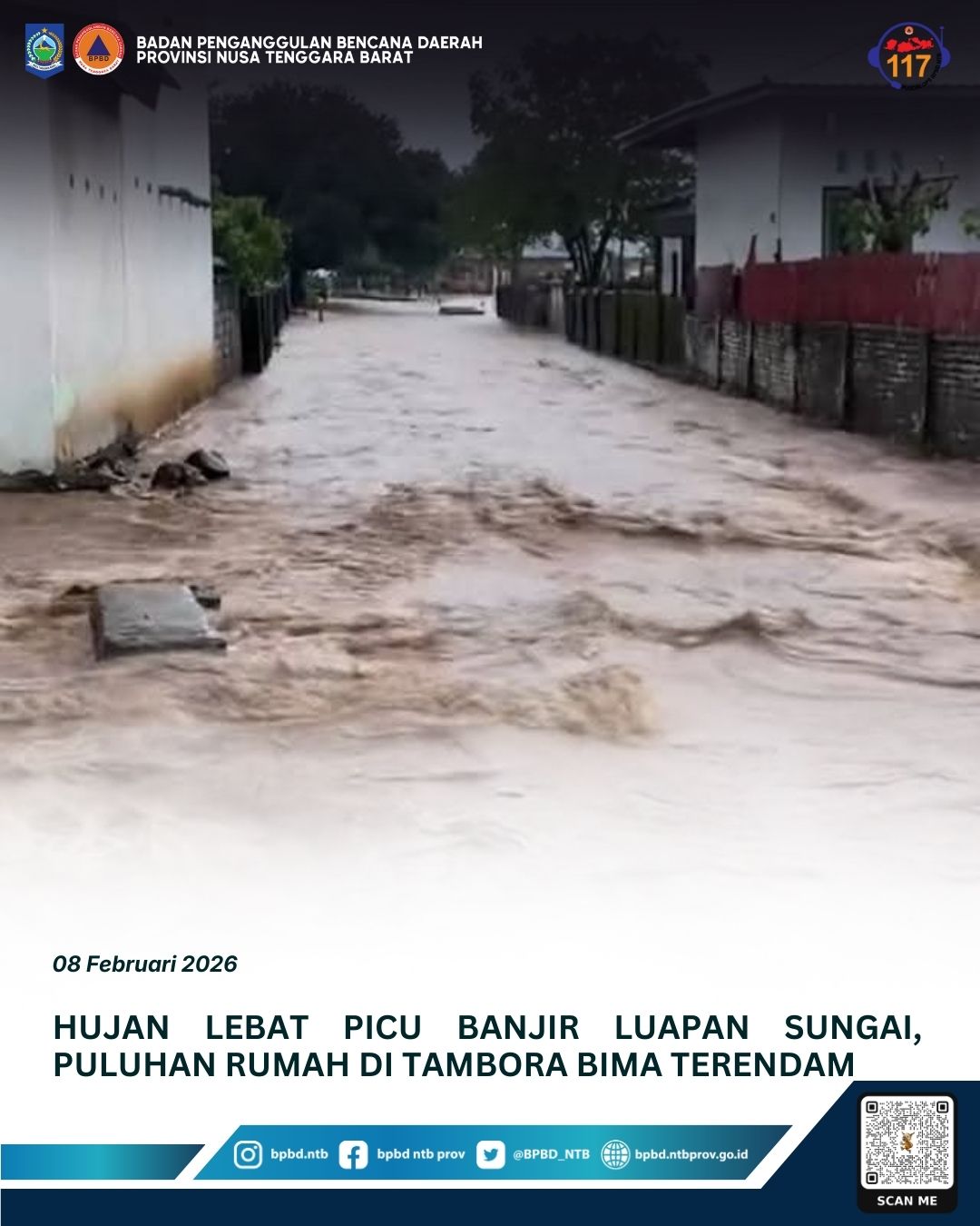 Hujan Lebat Picu Banjir Luapan Sungai, Puluhan Rumah di Tambora Bima Terendam