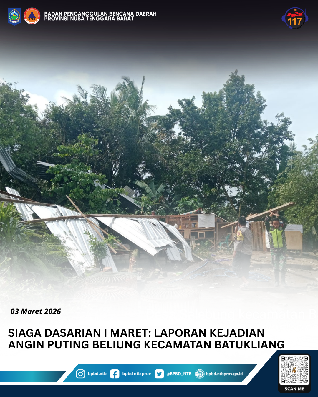 Siaga Dasarian I Maret: Laporan Kejadian Angin Puting Beliung Kecamatan Batukliang