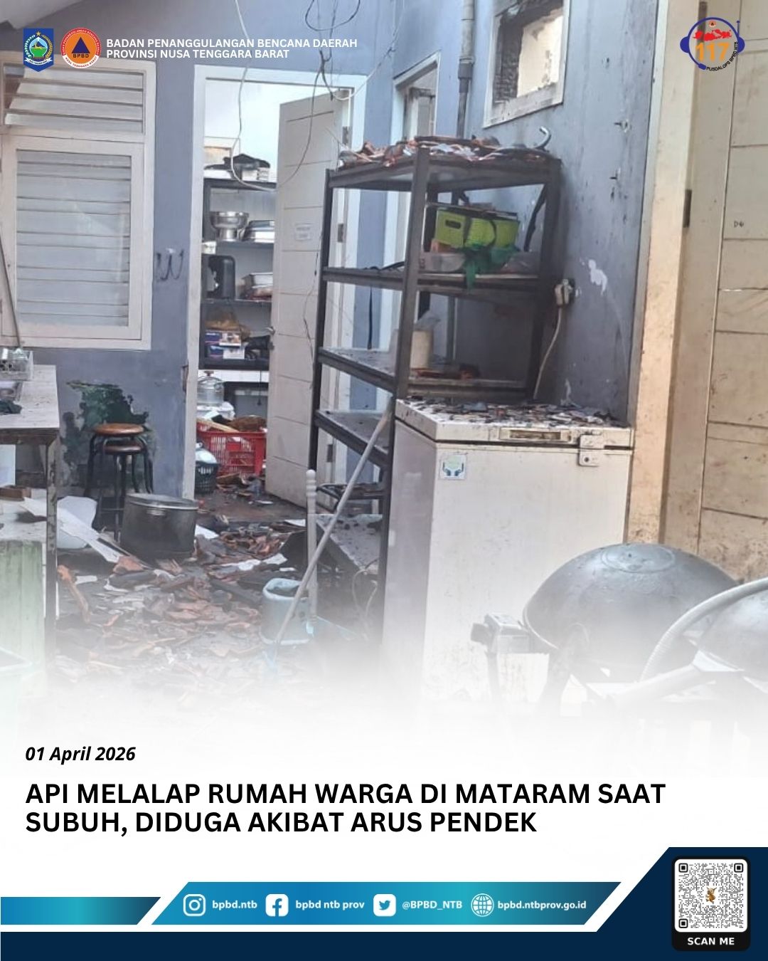 Api Melalap Rumah Warga di Mataram Saat Subuh, Diduga Akibat Arus Pendek