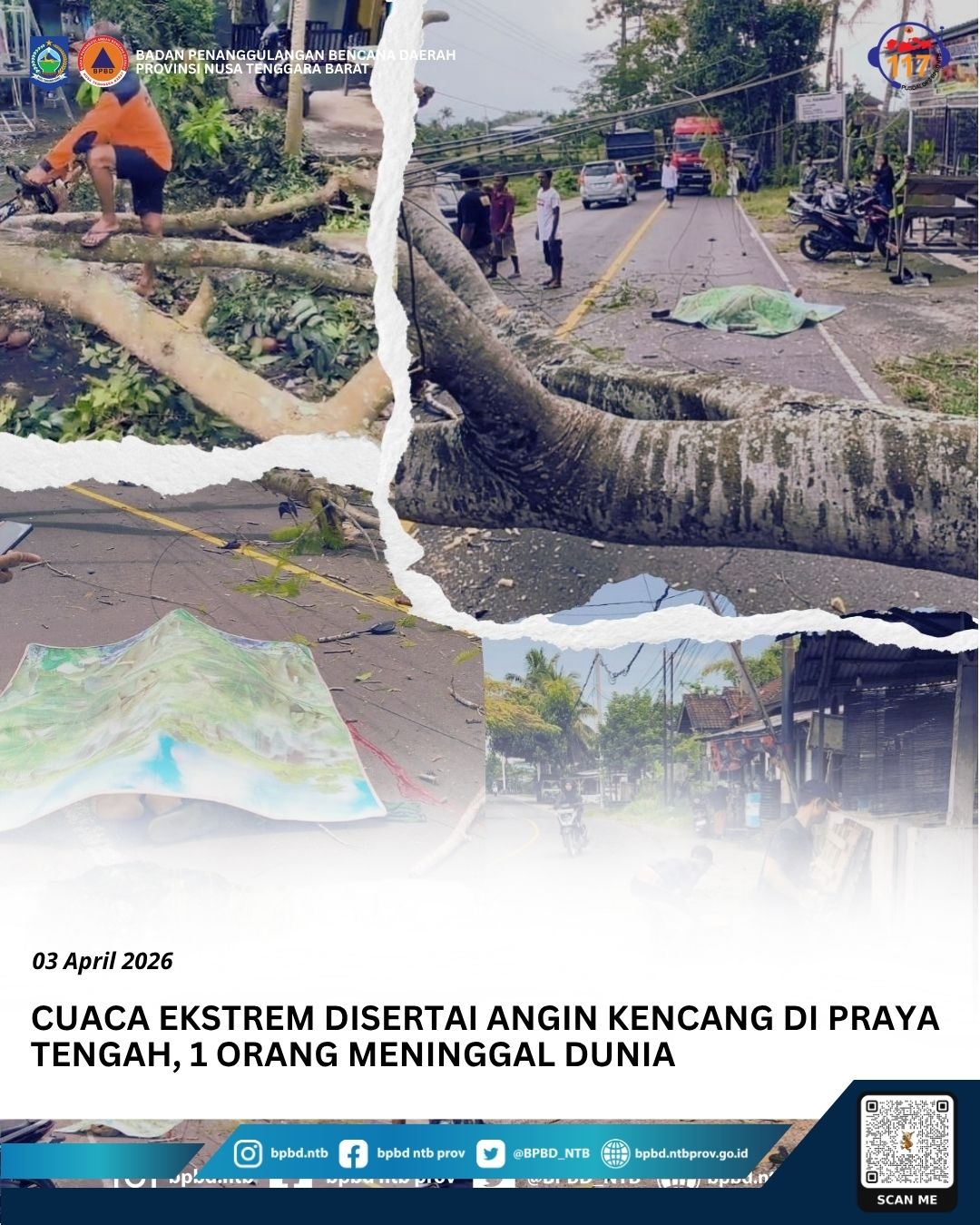 Cuaca Ekstrem Disertai Angin Kencang di Praya Tengah, 1 Orang Meninggal Dunia