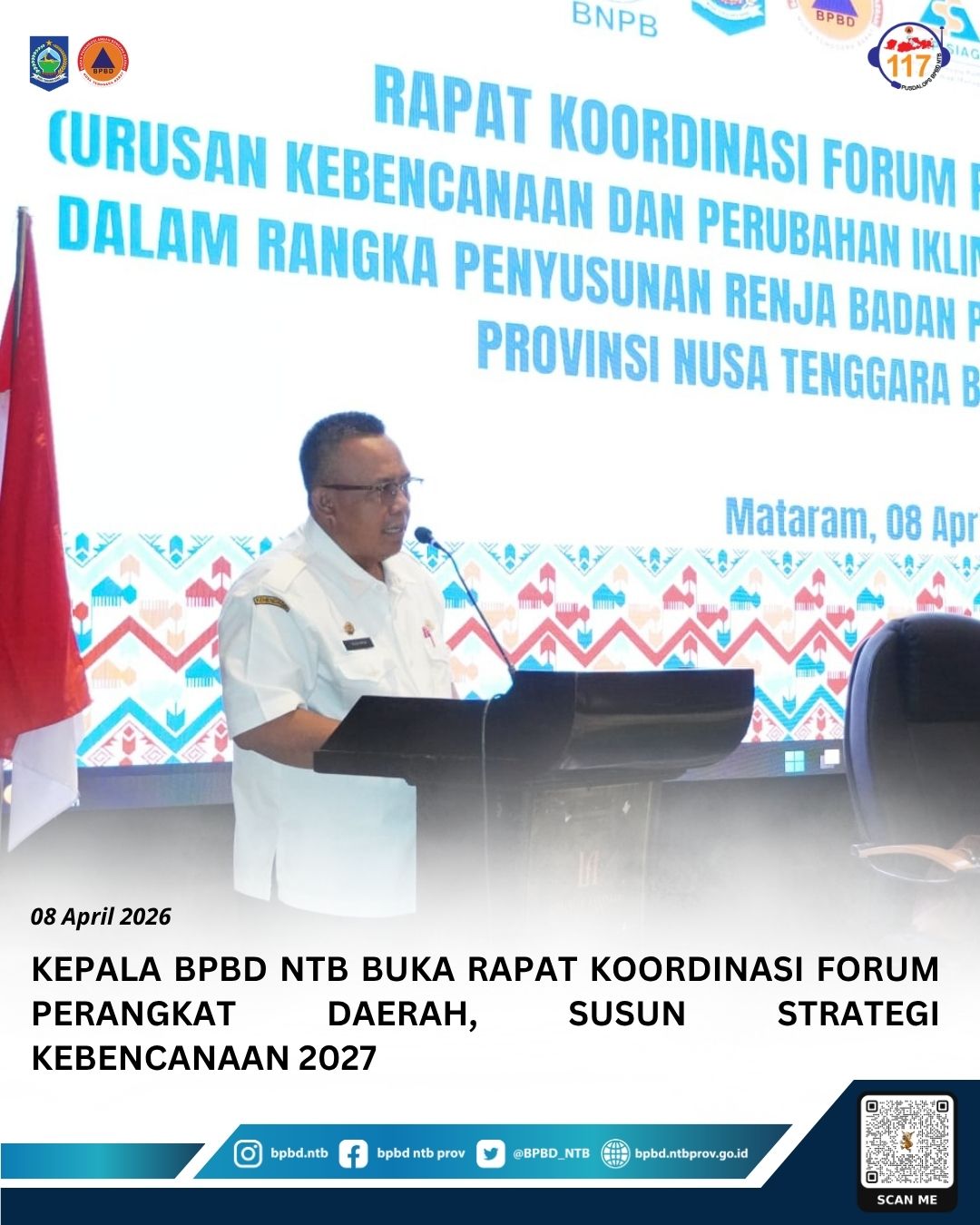 Kepala BPBD NTB Buka Rapat Koordinasi Forum Perangkat Daerah, Susun Strategi Kebencanaan 2027