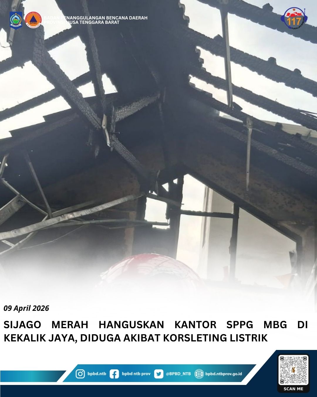 SiJago Merah Hanguskan Kantor SPPG MBG di Kekalik Jaya, Diduga Akibat Korsleting Listrik