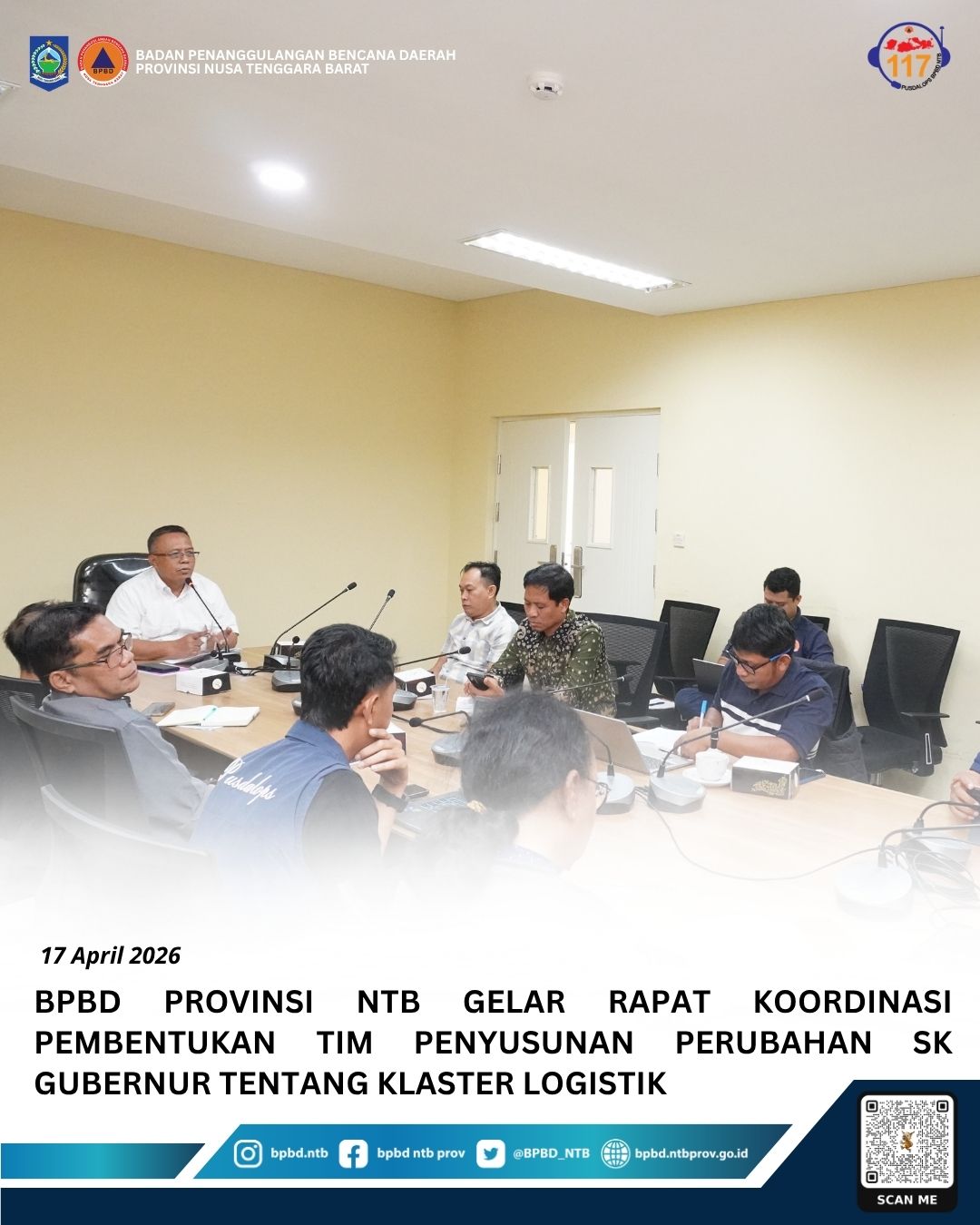 BPBD Provinsi NTB Gelar Rapat Koordinasi Pembentukan Tim Penyusunan Perubahan SK Gubernur tentang Klaster Logistik