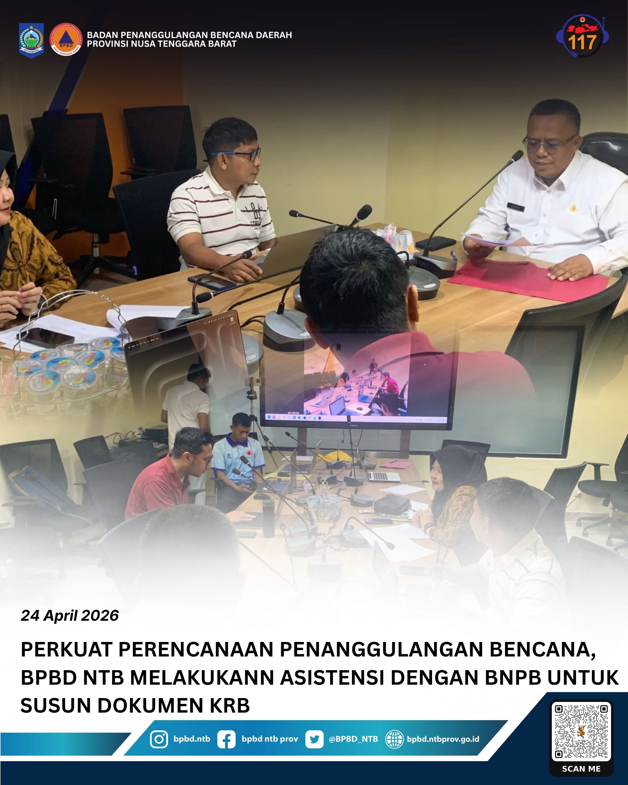 Perkuat Perencanaan Penanggulangan Bencana, BPBD NTB melakukann Asistensi dengan BNPB untuk Susun Dokumen KRB