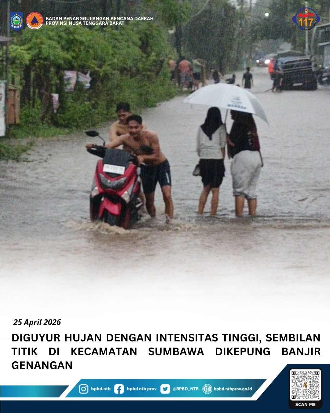 Banjir Genangan Melanda 9 Titik di Kecamatan Sumbawa Usai Hujan Deras