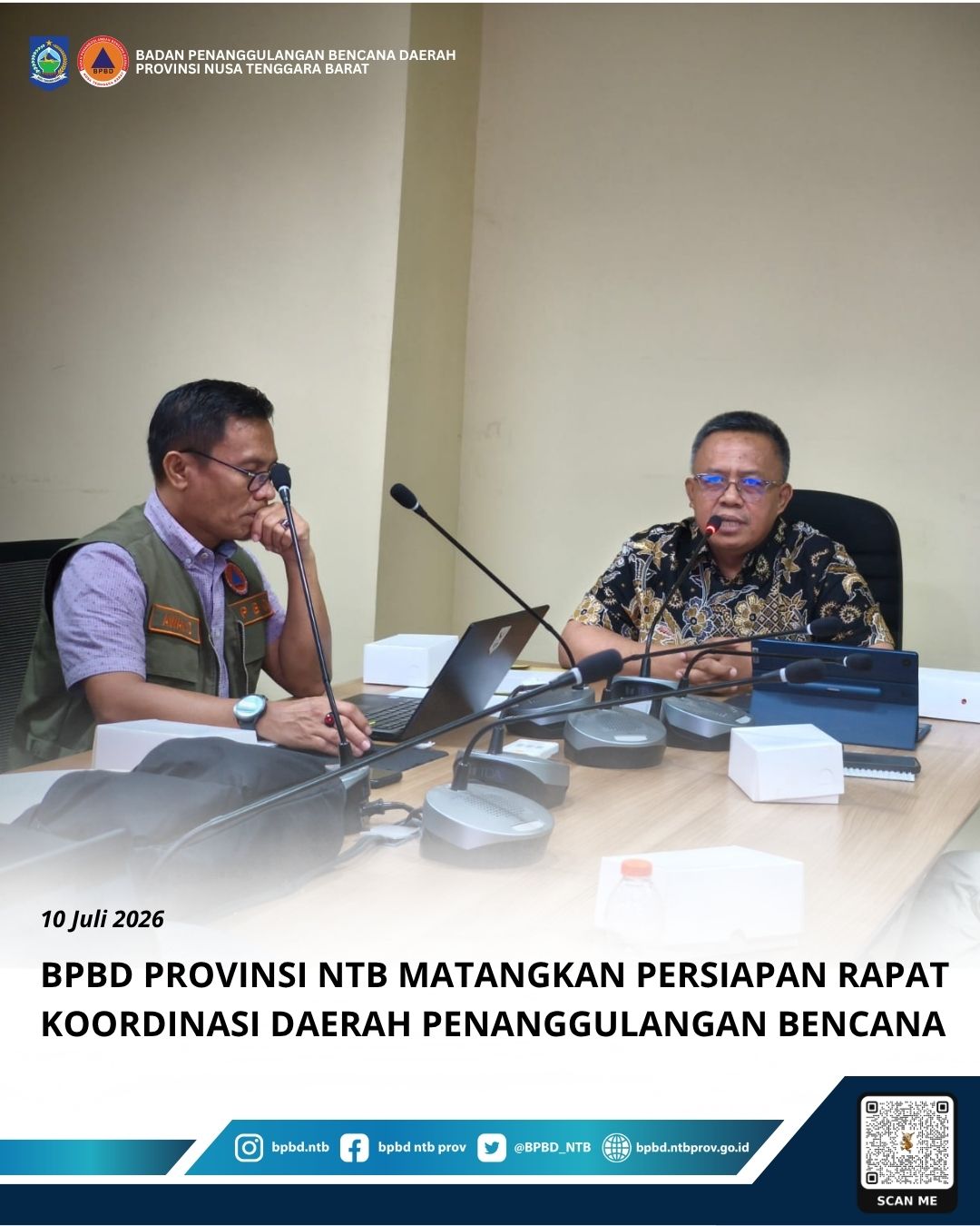 BPBD Provinsi NTB Matangkan Persiapan Rapat Koordinasi Daerah Penanggulangan Bencana