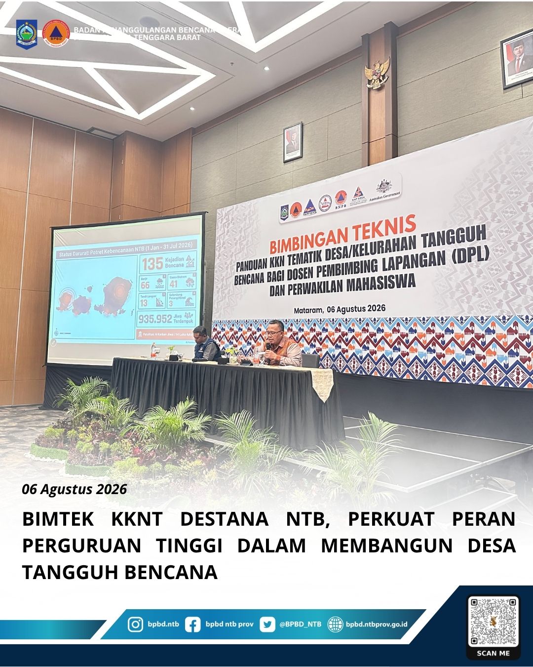 Bimtek KKNT Destana NTB, Perkuat Peran Perguruan Tinggi dalam Membangun Desa Tangguh Bencana