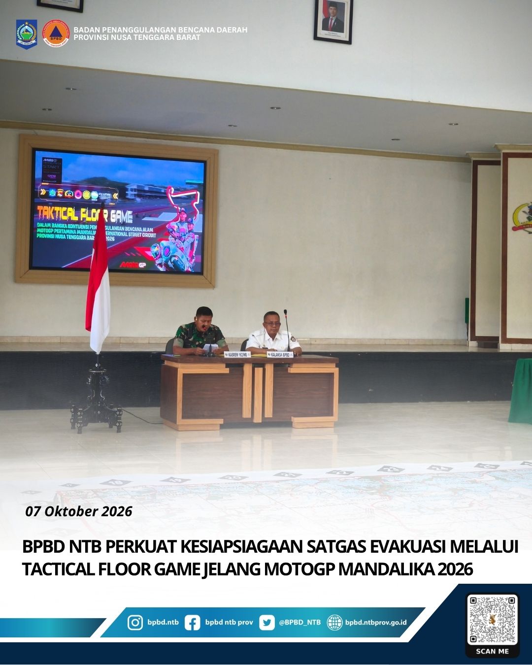 BPBD NTB Perkuat Kesiapsiagaan Satgas Evakuasi melalui Tactical Floor Game Jelang MotoGP Mandalika 2026