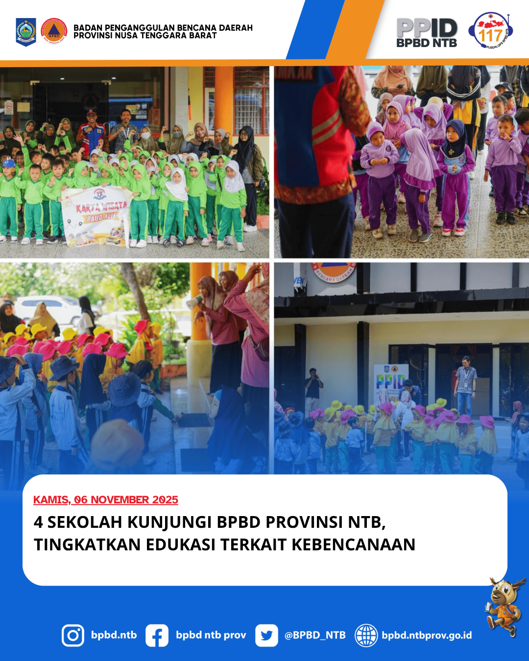  4 Sekolah Kunjungi BPBD Provinsi NTB, Tingkatkan Edukasi Terkait Kebencanaan