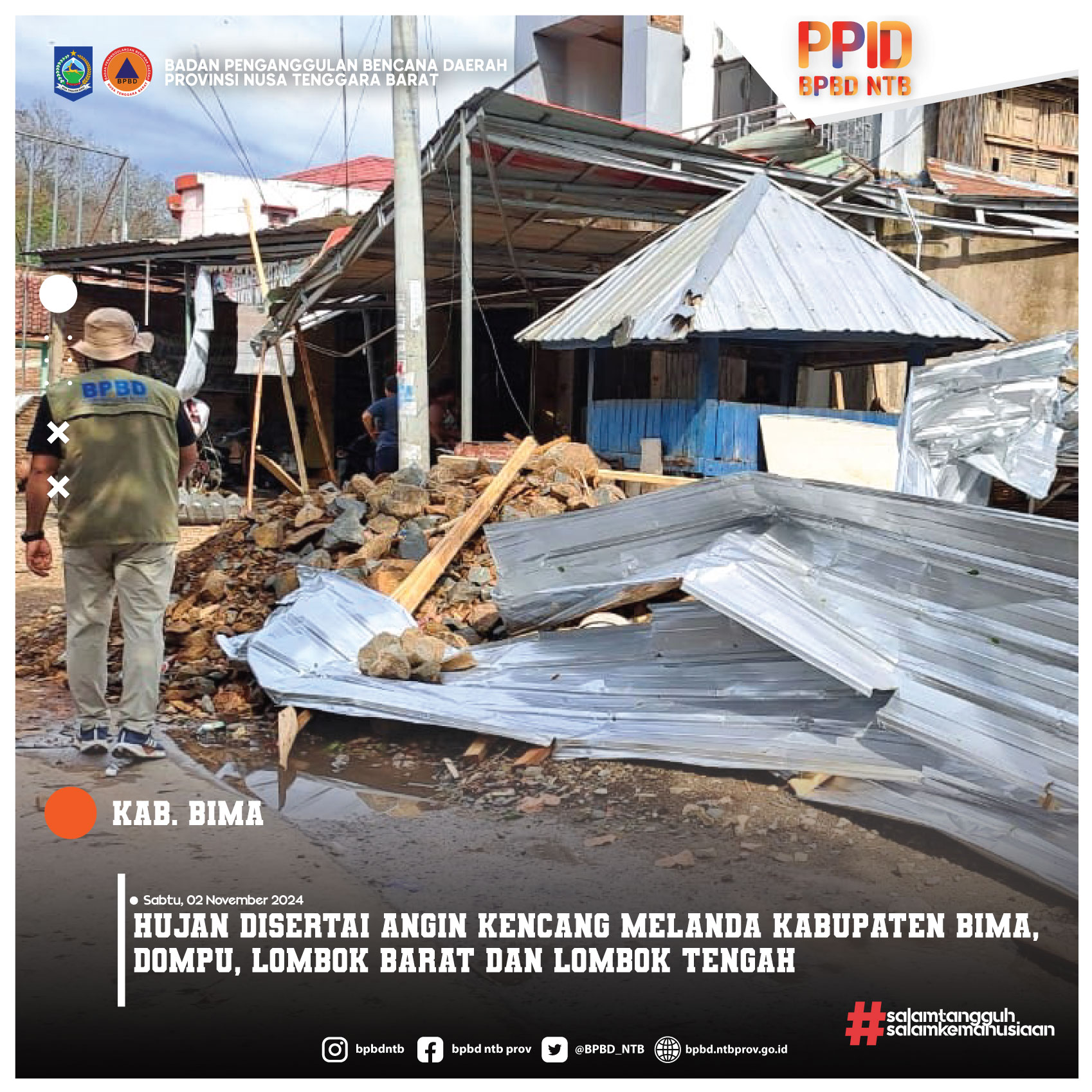 Hujan disertai Angin Kencang Melanda Kabupaten Bima, Dompu, Lombok Barat dan Lombok Tengah (Sabtu, 02 November 2024)