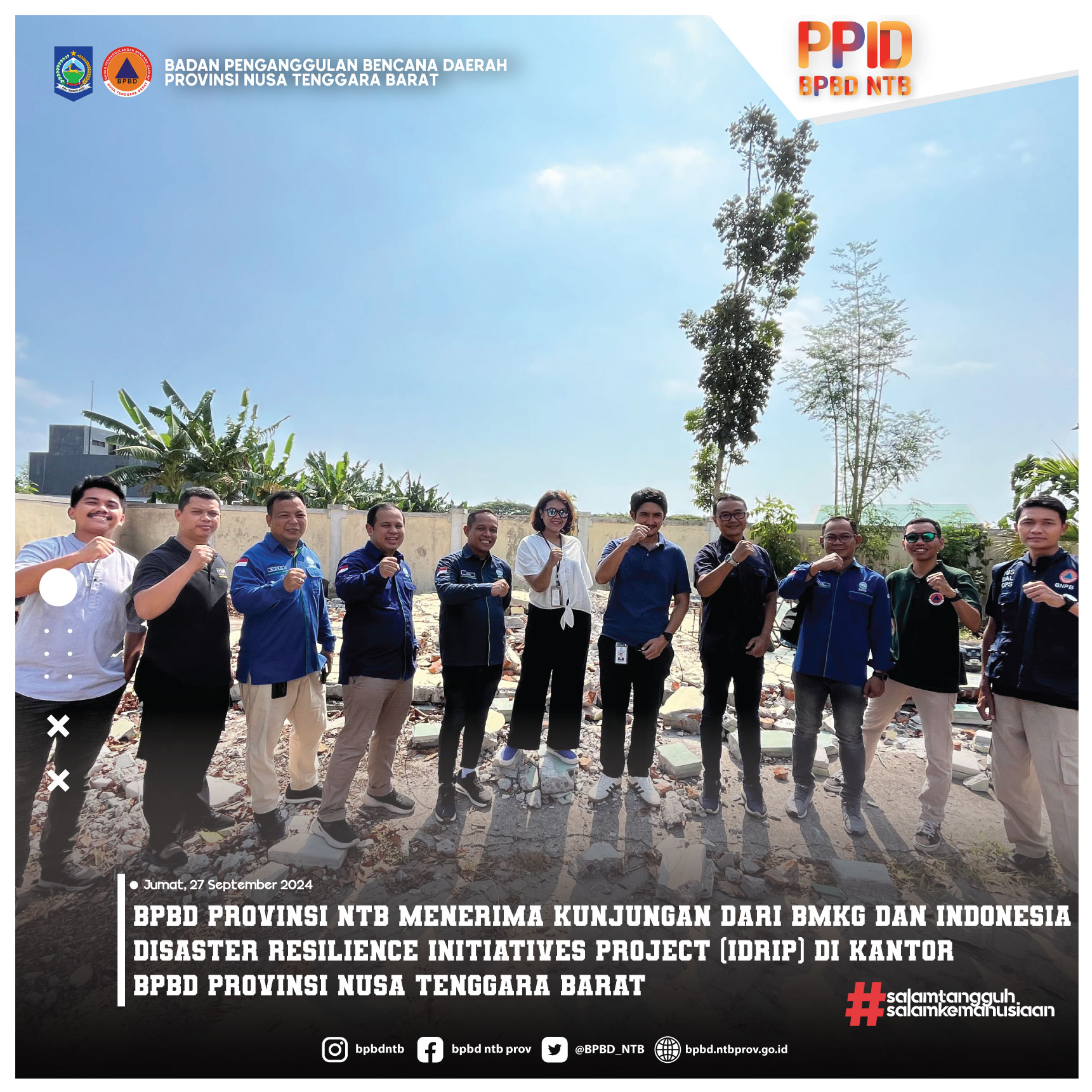 BPBD Provinsi menerima kunjungan dari BMKG dan Indonesia Disaster Resilience Initiatives Project (IDRIP) di kantor BPBD Provinsi Nusa Tenggara Barat (Jumat, 27 September 2024)