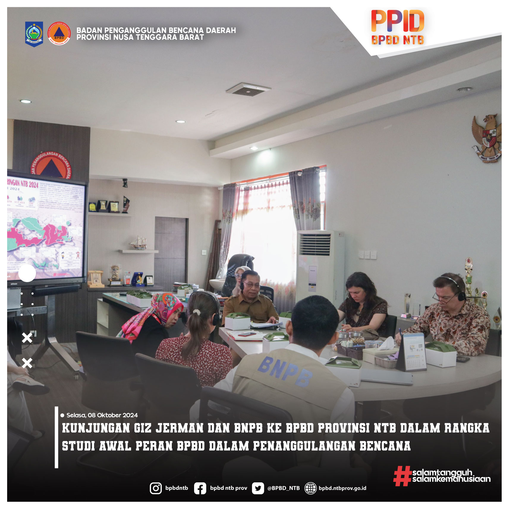 Kunjungan GIZ Jerman dan BNPB Ke BPBD Provinsi NTB dalam Rangka Studi Awal Peran BPBD Dalam Penanggulangan Bencana (Selasa, 08 Oktober 2024)