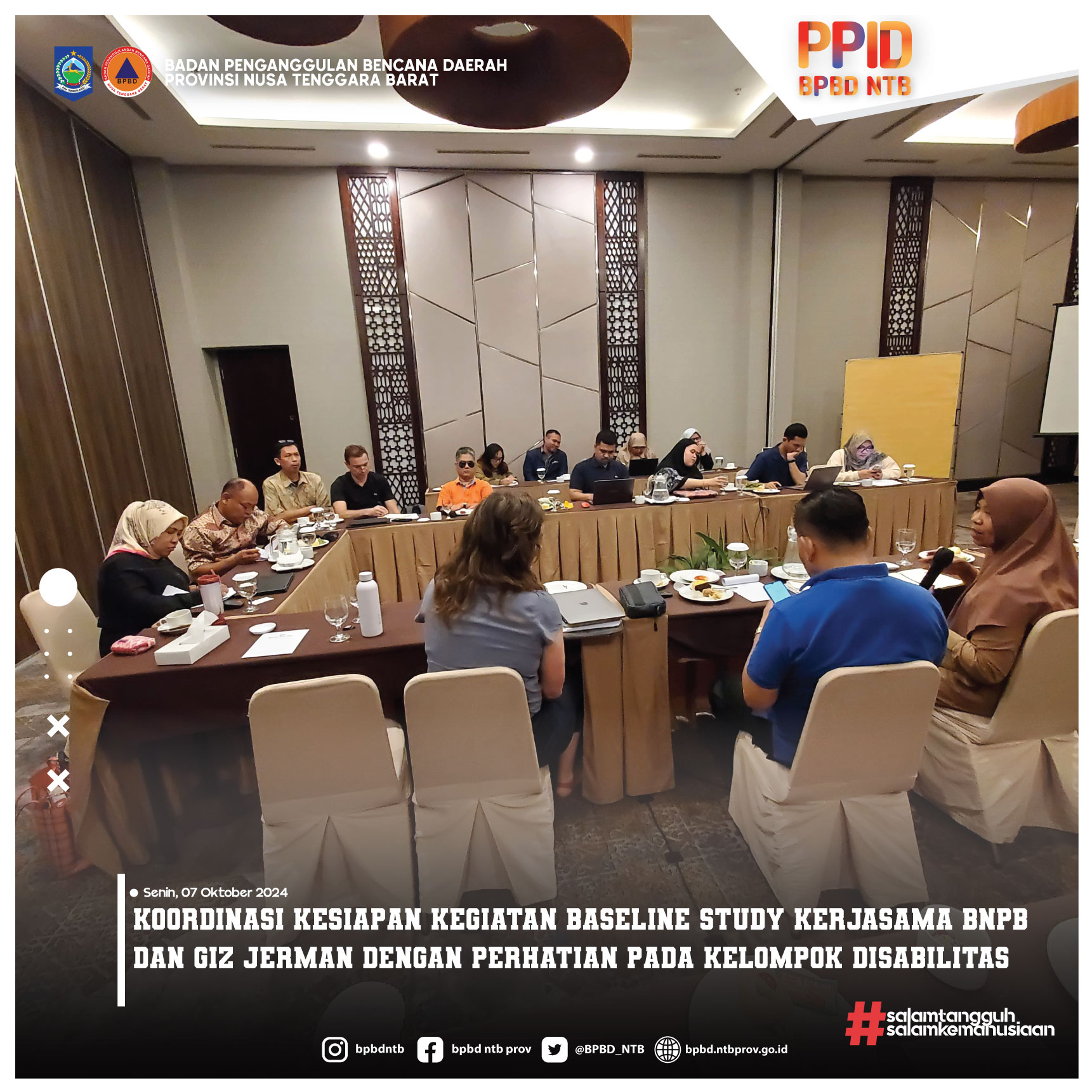 Koordinasi Kesiapan Kegiatan Baseline Study Kerjasama BNPB dan GIZ Jerman dengan Perhatian pada Kelompok Disabilitas (Senin, 07 Oktober 2024)
