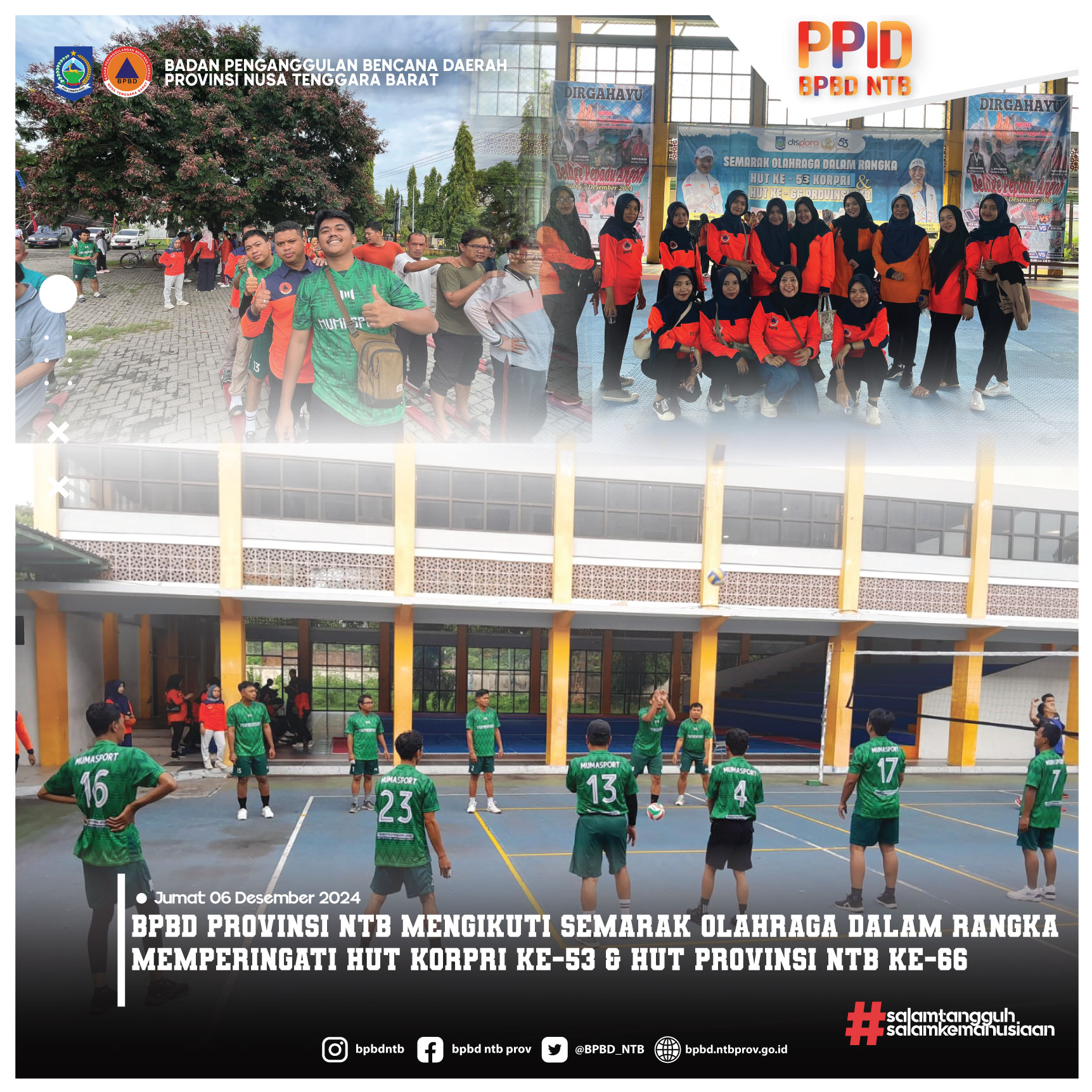 BPBD Provinsi NTB Mengikuti Semarak Olahraga Dalam Rangka Memperingati HUT Korpri Ke-53 & HUT Provinsi NTB Ke-66 (Jumat, 06 Desember 2024)