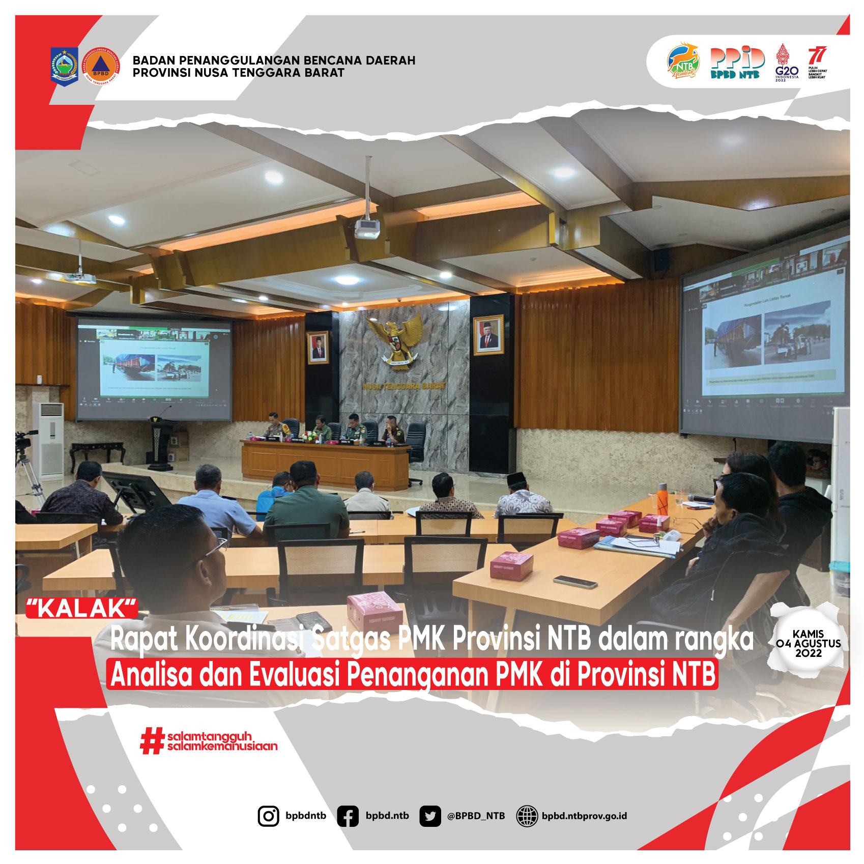 Rapat Koordinasi Satgas PMK Provinsi NTB dalam rangka Analisa dan Evaluasi Penanganan PMK di Provinsi NTB (Kamis, 04 Agustus 2022)