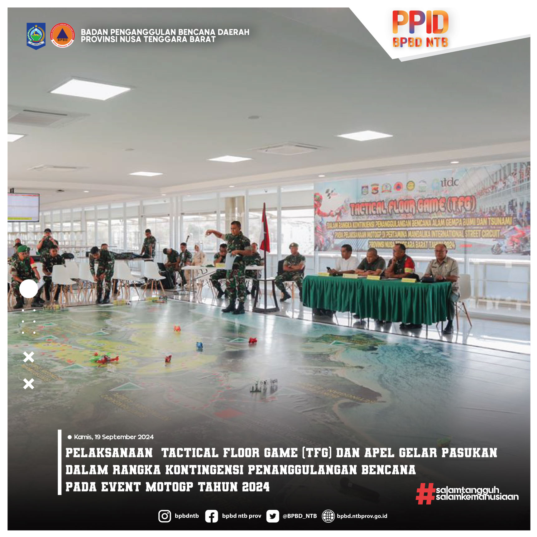 Pelaksanaan Tactical Floor Game (TFG) Dan Apel Gelar Pasukan Dalam Rangka Kontingensi Penanggulangan Bencana Pada Event Motogp Tahun 2024 (Kamis, 19 September 2024)