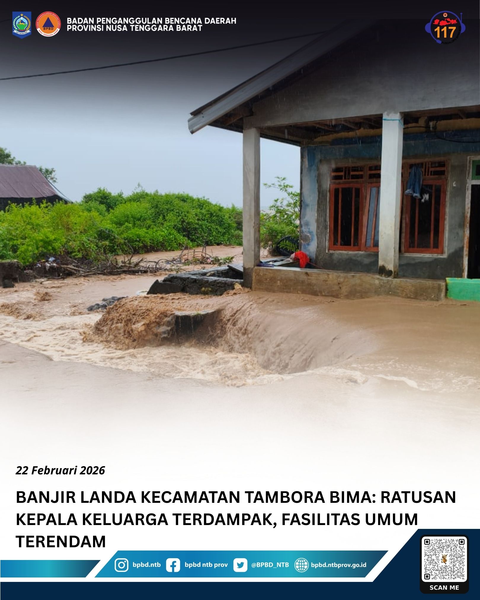 Banjir Landa Kecamatan Tambora Bima: Ratusan Kepala Keluarga Terdampak, Fasilitas Umum Terendam