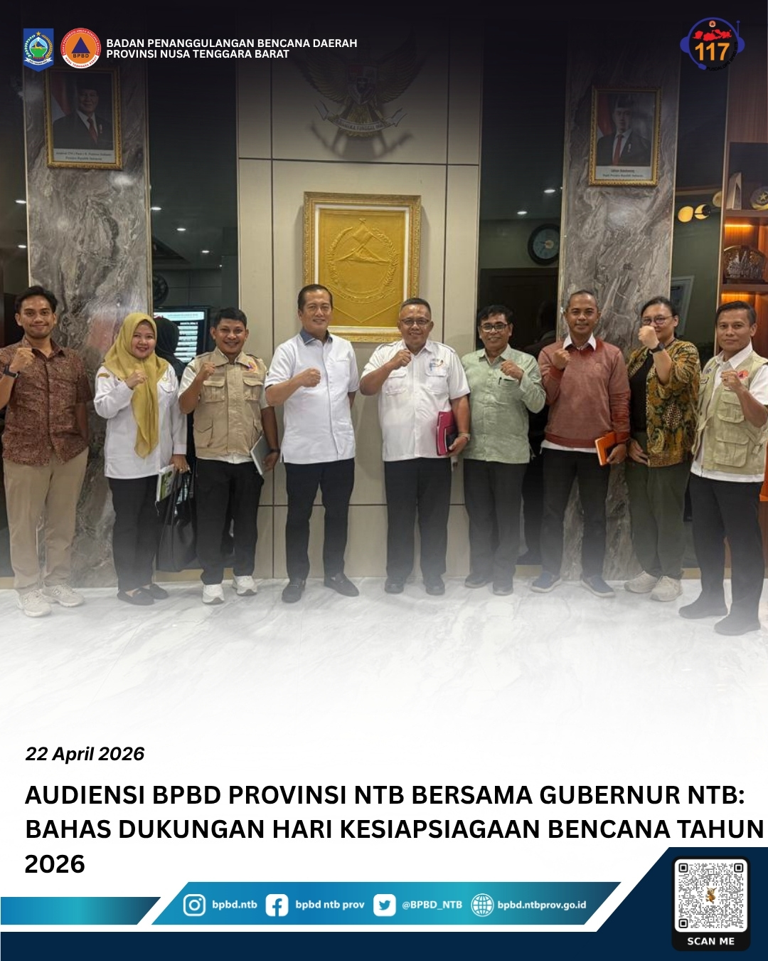 Audiensi BPBD Provinsi NTB Bersama Gubernur NTB: Bahas Dukungan Hari Kesiapsiagaan Bencana Tahun 2026